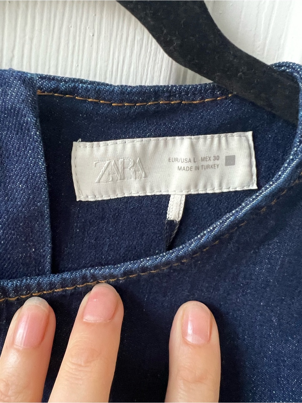 ZARA Dark Denim Sleeveless Midi Dress, Size L. - Picture 3 of 12